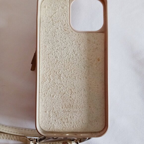 Lameeku Crossbody Tan Faux Leather Wallet Case For iPhone 13 Pro Max - Picture 2 of 10